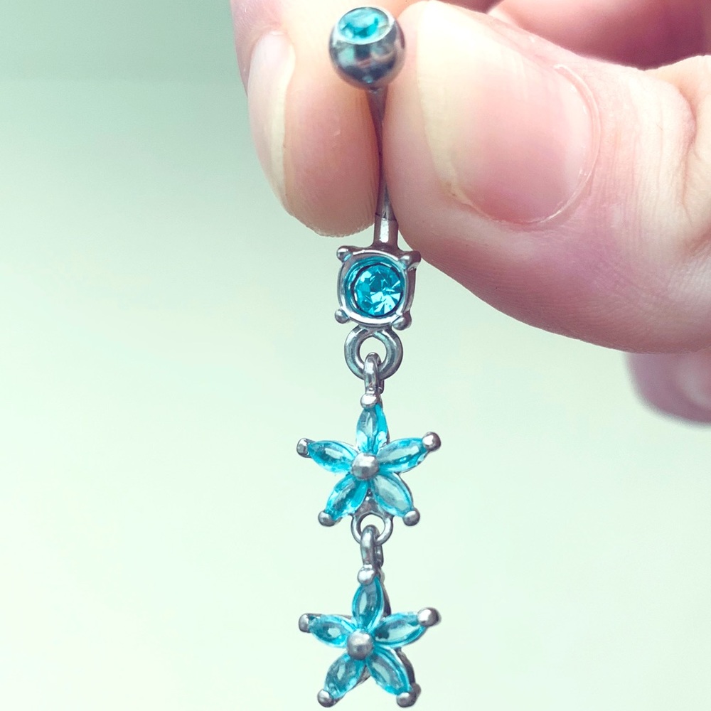 ⭐️ Light Blue Stars Belly Button Ring